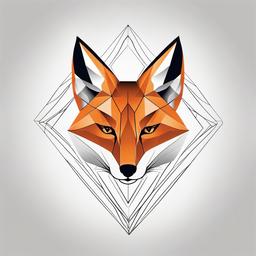 Geometric Fox Tattoo - Represents cunning, adaptability, and clarity  minimal tattoo design,white background