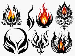 fire black tattoo  simple color tattoo,white background