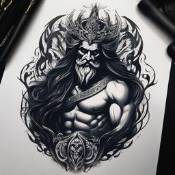 Hades Greek Mythology Tattoo - Embrace the dark and intriguing aspects of Greek mythology with a tattoo featuring Hades, the ruler of the underworld.  simple color tattoo, white background