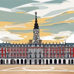 Madrid clipart - Royal Palace of Madrid and Plaza Mayor,  color vector clipart