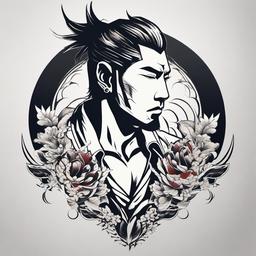 Yakuza Kiryu Tattoo - Tattoo inspired by Kiryu Kazuma, a character from the Yakuza series.  simple color tattoo,minimalist,white background