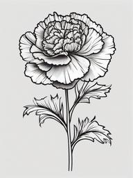 Carnation Flower Tattoo Black and White,Bold yet classic statement in a black and white carnation flower tattoo, highlighting intricate details.  simple color tattoo,minimal vector art,white background