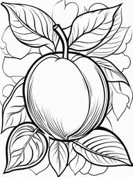 Fruit Coloring Pages - Peaches with a leafy stem  simple coloring pages