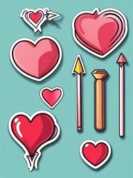 Love Arrows and Bow Emoji Sticker - Striking hearts with love arrows, , sticker vector art, minimalist design