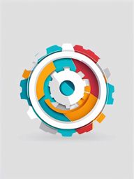 Gear Wheels  minimalist design, white background, professional color logo vector art