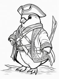 Penguin Coloring Pages - Penguin dressed as a pirate  simple coloring pages