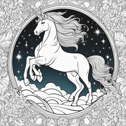 unicorn coloring pages - celestial unicorn descending from the heavens, its arrival a sign of divine blessings. 