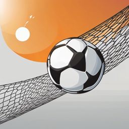 Soccer Ball Clipart - Soccer ball soaring into the net during a match.  color clipart, minimalist, vector art, 