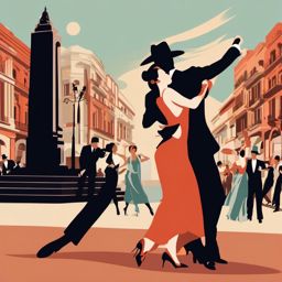 Buenos Aires clipart - Obelisco and Tango dancers in Argentina, ,color clipart vector style