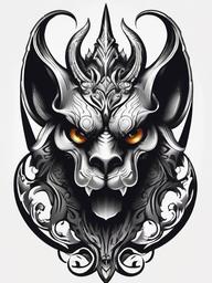 gargoyle protector tattoo  simple color tattoo design,white background