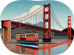 San Francisco clipart - Golden Gate Bridge and cable cars,  color vector clipart