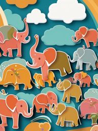Elephant Parade Sticker - A joyful parade of elephants marching. ,vector color sticker art,minimal