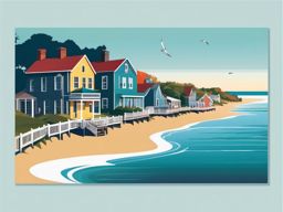 Cape Cod sticker- Charming coastal area in Massachusetts known for its beaches, , sticker vector art, minimalist design