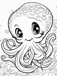 Octopus Coloring Pages - Octopus with a smile  simple coloring pages