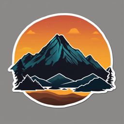 Mountain Silhouette Sticker - Rugged mountain silhouette, ,vector color sticker art,minimal