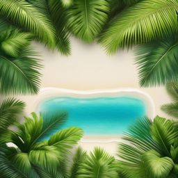 Tropical paradise with palm trees top view, photo realistic background, hyper detail, high resolution