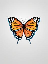 cartoon butterfly tattoo  simple color tattoo, minimal, white background