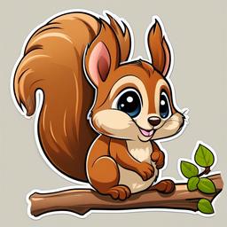 Squirrel cartoon - nut-loving tree climber  cartoon sticker style