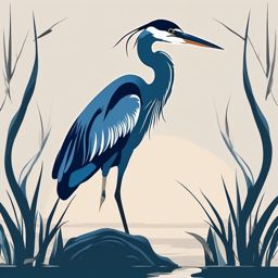 Great Blue Heron Sticker - A great blue heron wading in shallow water, ,vector color sticker art,minimal