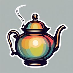 Teapot Sticker - Elegant teapot design, ,vector color sticker art,minimal