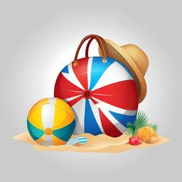 Beach ball with a beach bag clipart.  vector style illustration, white background