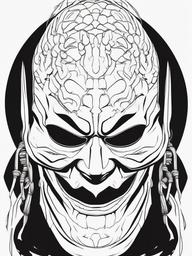 Horror Movie Mask Coloring Pages - Scary Iconic Halloween Mask  minimal black outline printable sheet, coloring page