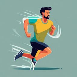 Runner clipart - cartoon runner with sweat flying off  color,minimalist,vector clipart