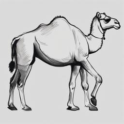 sketch of a camel  minimal rough sketch scribbles,doodles,black and white