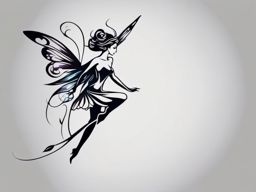 a fairy tattoo  simple color tattoo style,white background