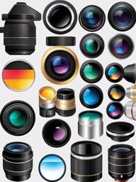 Camera lens and focus icon - Camera lens and focus icon for photography,  color clipart, vector art