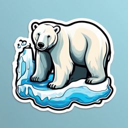 Polar Bear Melting Ice sticker- Arctic Conservation Cry, , color sticker vector art