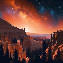 Star Background - Gaze upon the celestial wonders of Bryce Canyon National Park, where the night sky is adorned with a  intricate patterns, splash art, wallpaper art