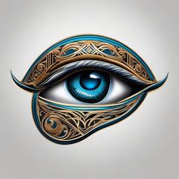 eye of horus moon tattoo  simple color tattoo,minimal,white background