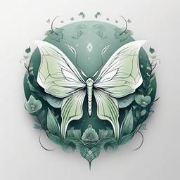 Luna Moth Tattoo Design - Artistic design of a luna moth for a tattoo.  simple vector tattoo,minimalist,white background