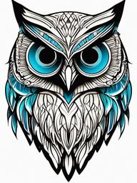 Cool Owl Tattoo - Stay cool and stylish with a tattoo featuring a cool and charismatic owl.  simple color tattoo,vector style,white background