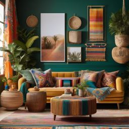 Sustainable Boho Oasis - Embrace boho style with sustainable and eco-friendly decor. , living room decor ideas, multicoloured, photo realistic, hyper detail, high resolution,