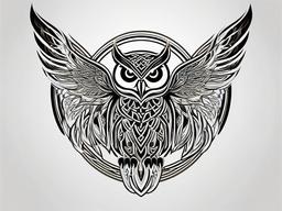 Guardian Owl Celtic Owl Tattoo - Symbolize protection and wisdom with a guardian owl in a Celtic design.  simple color tattoo,vector style,white background