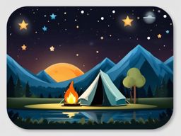 Starlit Night and Tent Emoji Sticker - Camping under a celestial sky, , sticker vector art, minimalist design