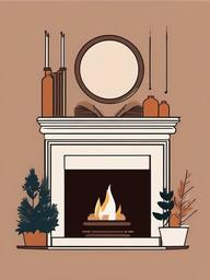 January clipart - cozy fireplace with January written above  color,minimalist,vector clipart