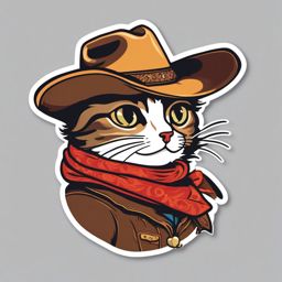 Cowboy Cat sticker- Yeehaw Kitty Roundup, , sticker vector art, minimalist design