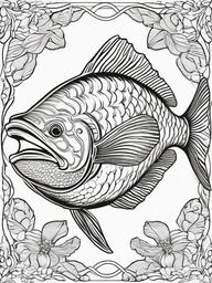 Coelacanth Coloring Pages - Ancient Living Fossil Fish  black outline printable sheet, coloring page