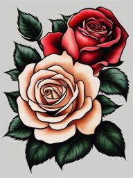 Traditional rose tattoo, Classic and timeless rose tattoos. , color tattoo design, clean white background