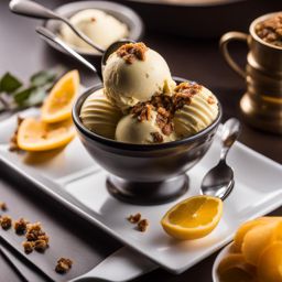 baklava ice cream, a fusion delight, savored at a modern café with a mediterranean twist. 