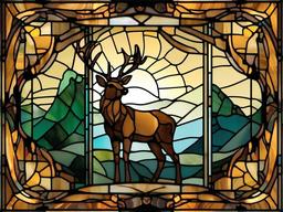 Stained Glass Deer - Elegant deer with antlers  