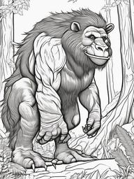 Troll Coloring Pages - Large and Dangerous Forest Beast  minimal black outline printable sheet, coloring page