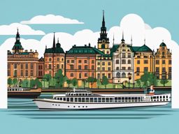 Stockholm clipart - Stockholm Palace and city islands,  color vector clipart