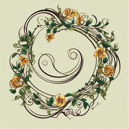 spiral vine tattoo  simple vector color tattoo