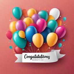 Congratulations clipart - congratulatory banner with balloons  color,minimalist,vector clipart