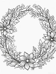 Winter Wreath Coloring Pages - Festive Wreaths Adorned with Snow  minimal black outline printable sheet, coloring page