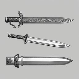 sketch of a sword  minimal rough sketch scribbles,doodles,black and white